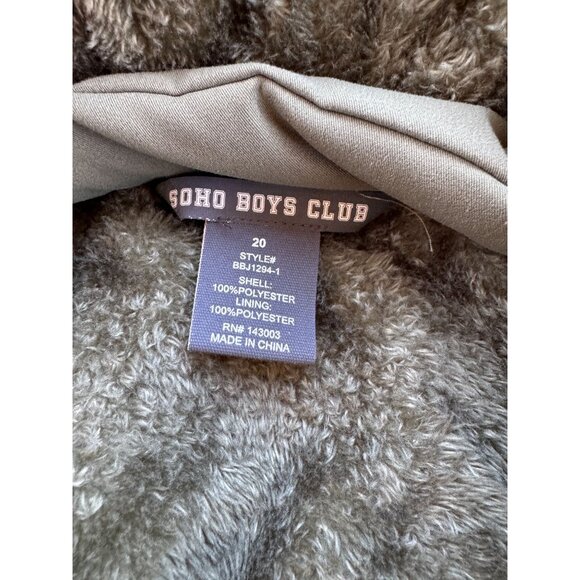 Rare Soho Boys Club Lined Green Parka Jacket Boys size 20 (XL) Hooded full zip j - Picture 3 of 7